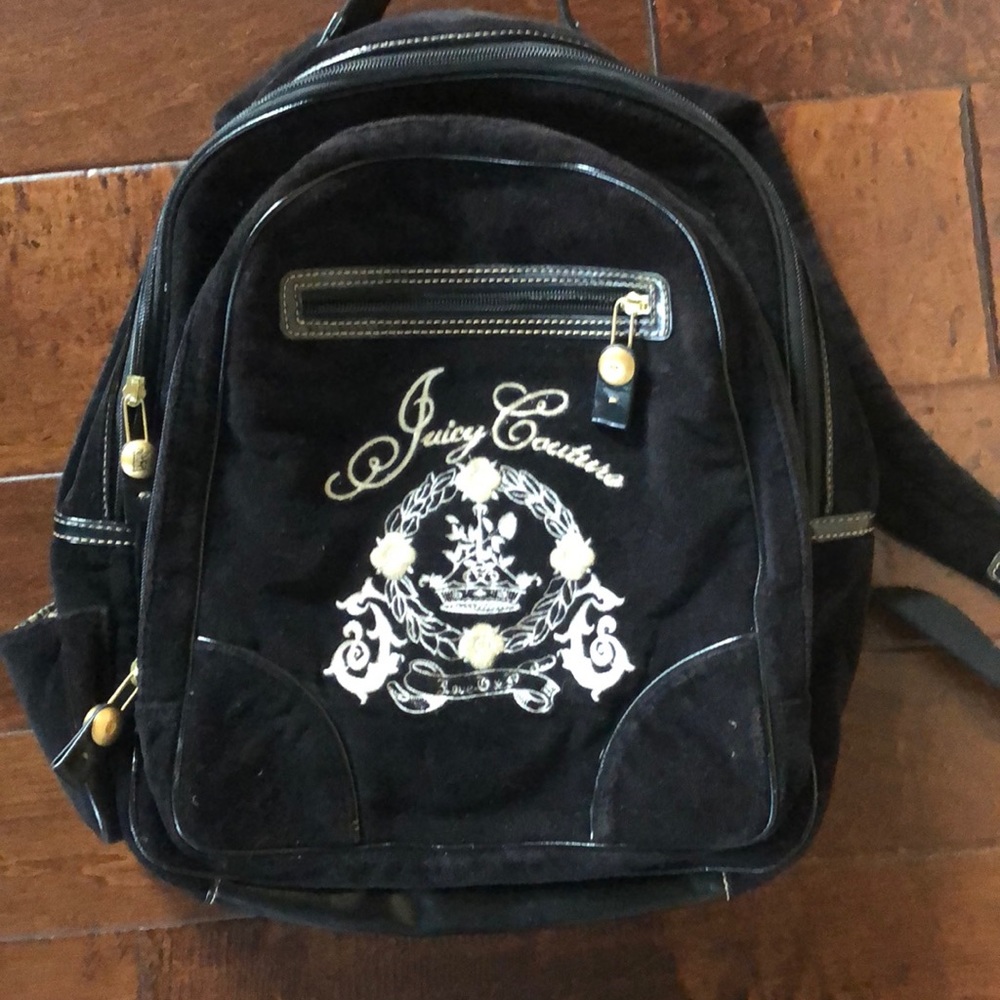 Juicy Couture black velvet backpack.